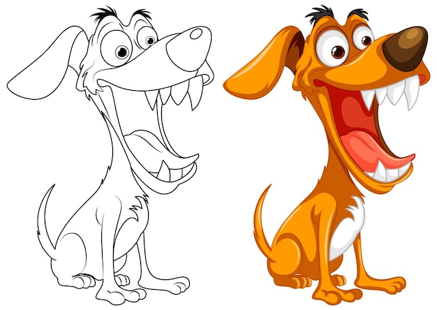 Cute playful crazy dog cartoon