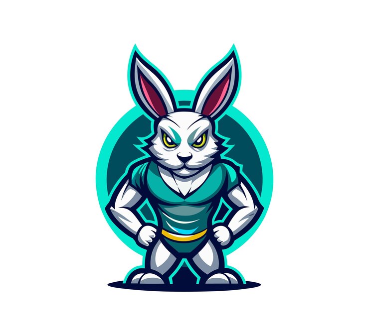 Vector cute and playful rabbit logo