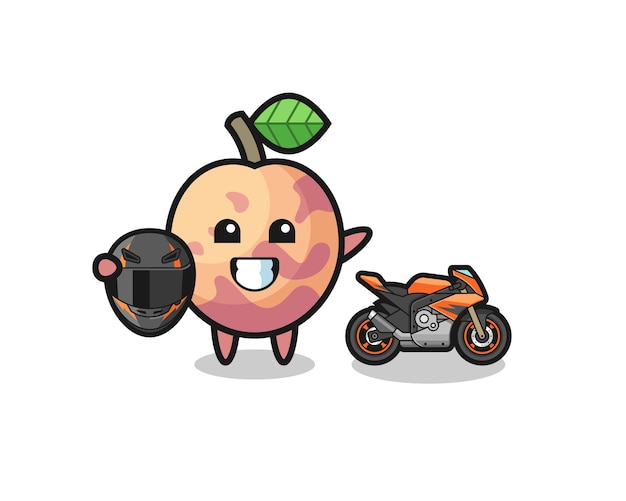 오토바이 레이서로 귀여운 유혈 과일 만화