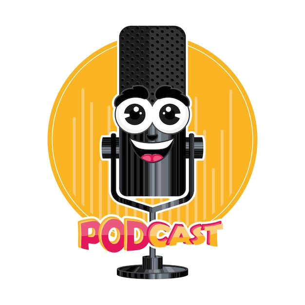 Cute podcast template Vector