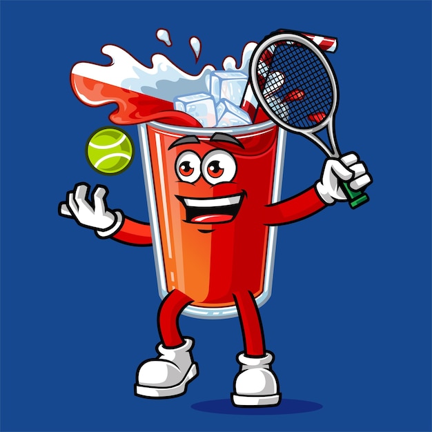 Cute poland drink flag playing tennis vector mascot illustration