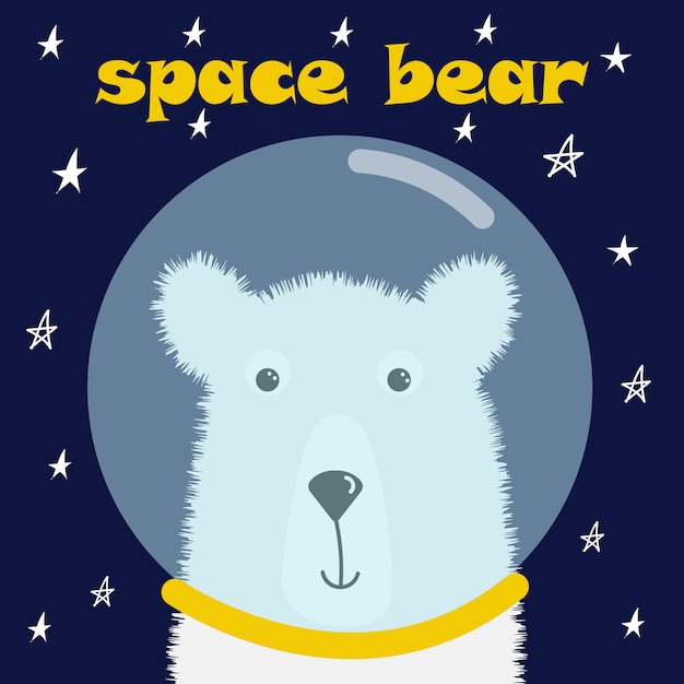 Vector cute polar bear astronaut