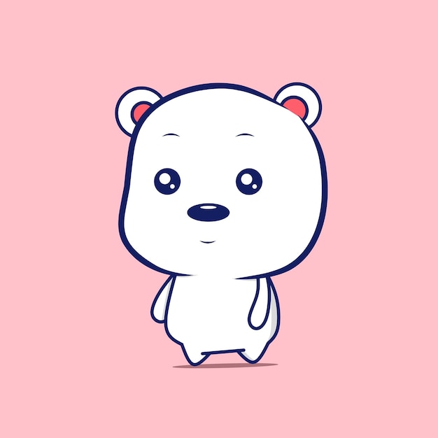 Simpatico personaggio dei cartoni animati di orso polare kawaii disegni