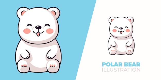 Cute Polar Bear Cartoon Flat Cartoon Style Vector Icon Illustration of Endearing Animal Nature Conc