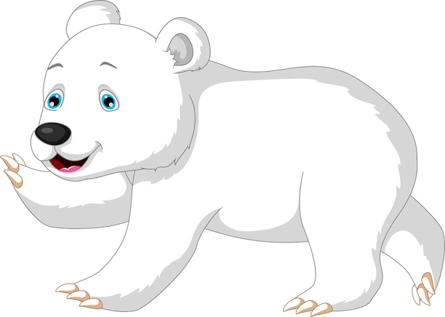Simpatico cartone animato orso polare isolato