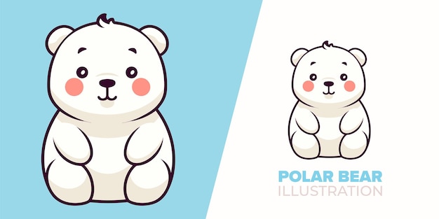 Cute Polar Bear Cartoon Vector Icon Illustration of Animal Nature Concept in Flat Cartoon Style
