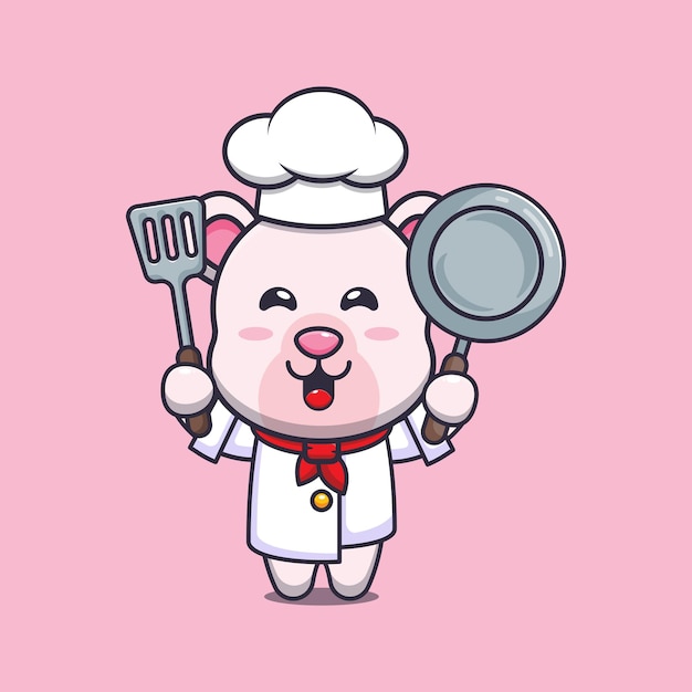 cute polar bear chef mascot cartoon character