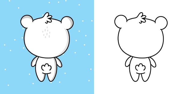 Cute Polar Bear Clipart Illustration and Black and White. Funny Clip Art Bear.