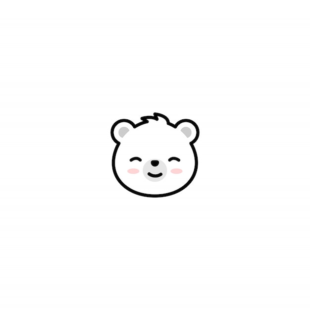 Cute polar bear face cartoon icon