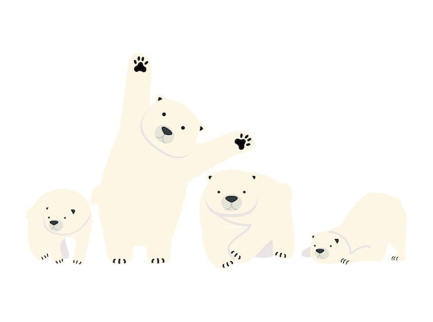 Cute Polar bear family set