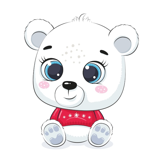 Cute polar bear. Merry Christmas design.