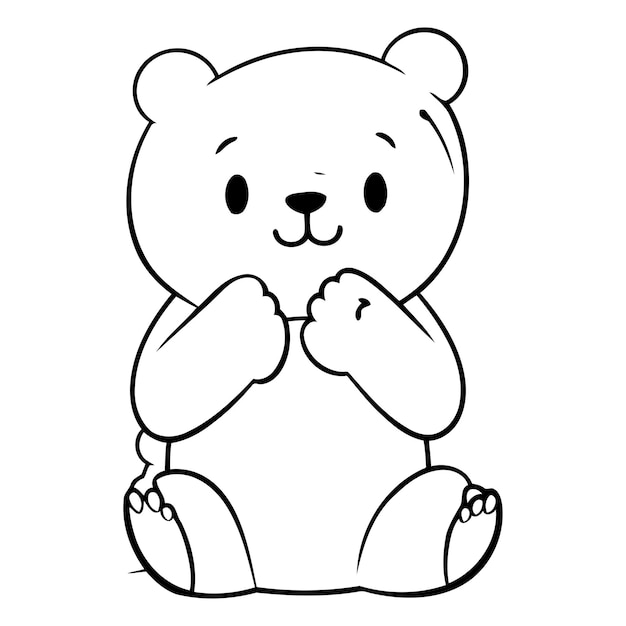 Vector cute polar bear sitting and holding hands together