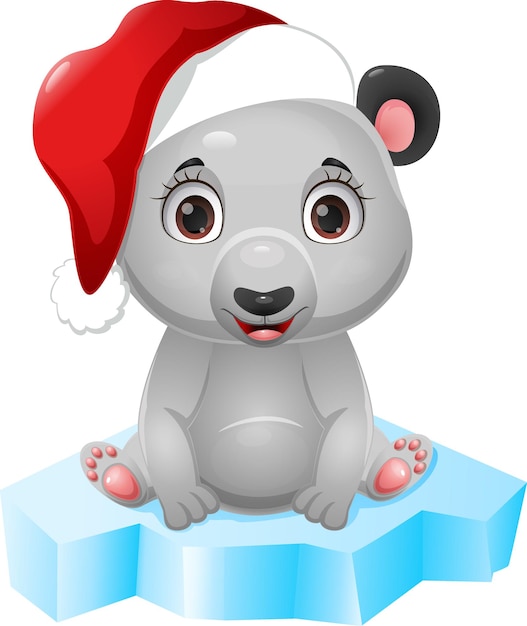 Vector cute polar bear sitting on ice floe