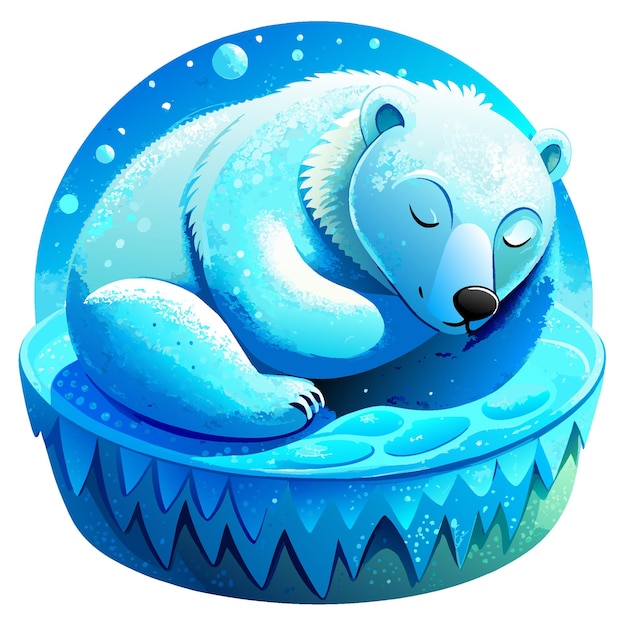 cute polar bear sleeping on an ice floe on a white background isolated 3