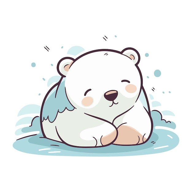 Vettore carino orso polare che dorme in acqua illustrazione vettoriale di un personaggio dei cartoni animati