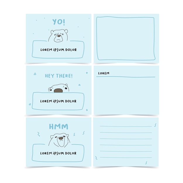 cute polar bear sticky note template