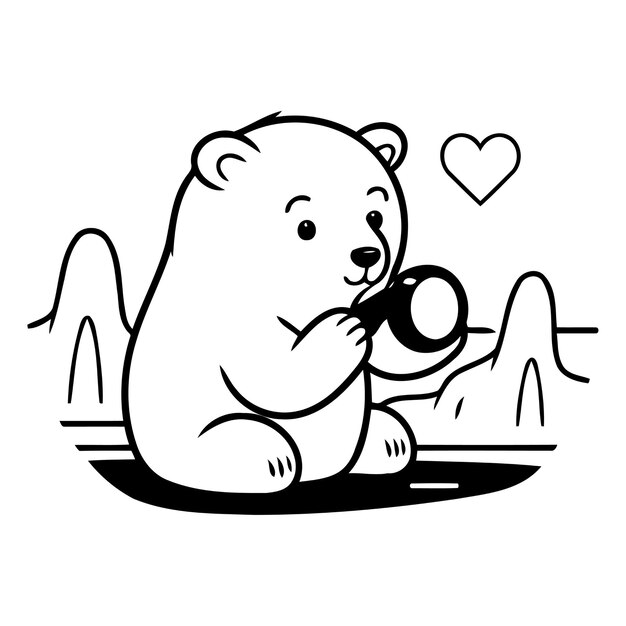 Vector cute polar bear with egg vector illustration in cartoon style