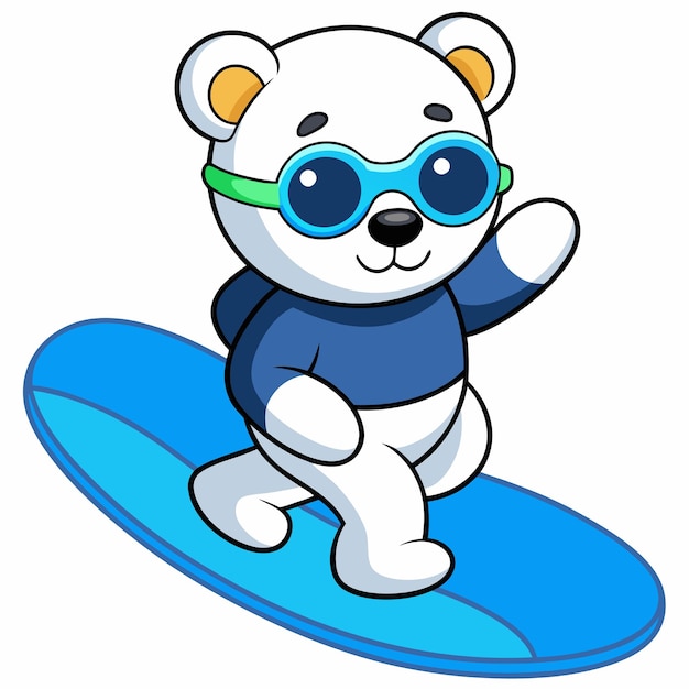 Cute Polar Bears Surfing Cartoon Vector Icon Illustration Animal Sport Icon Concept Isolated Premium Vector Flat Cartoon Style