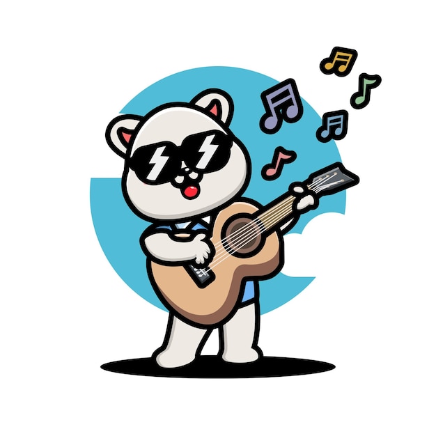 Cute polar playing guitar