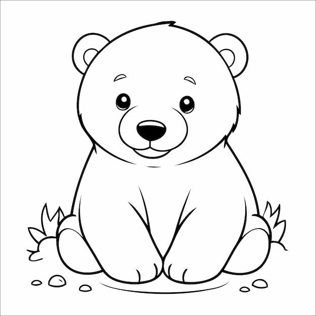 Vector cute polarbear coloring page for toddlers