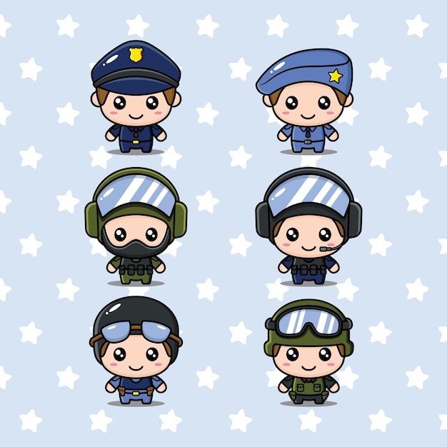 かわいい警察のキャラクターバンドル