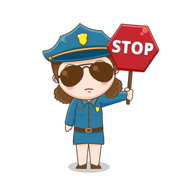 Premium Vector  Traffic police holding sign stop and go illustration.