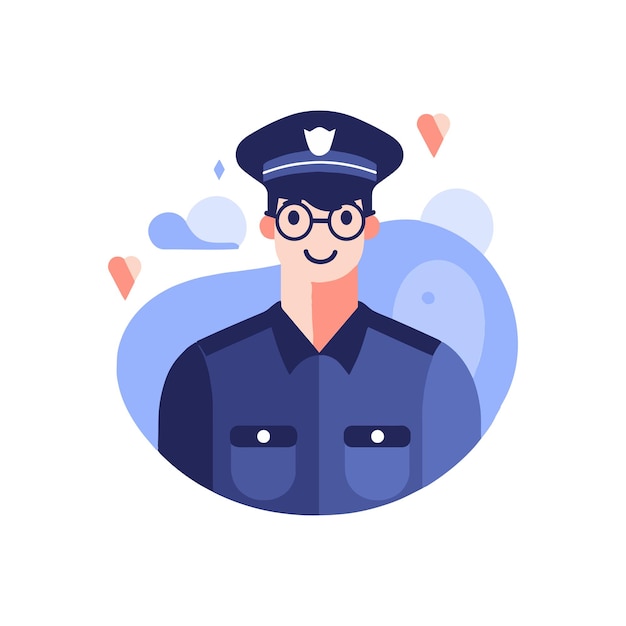 Cute policeman in flat style isolated on background