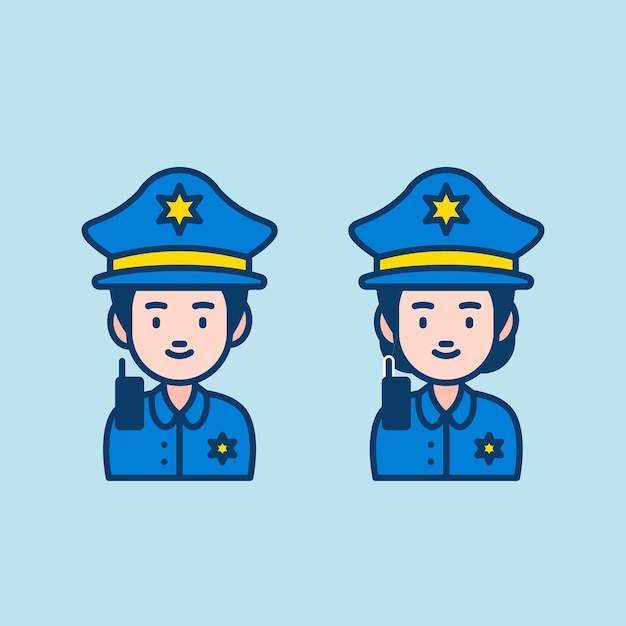 Cute Policeman And Policewoman Vector Illustration