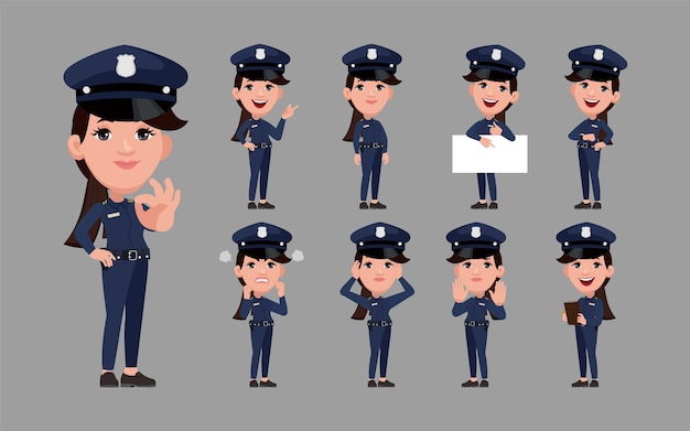Simpatico poliziotto con diverse pose