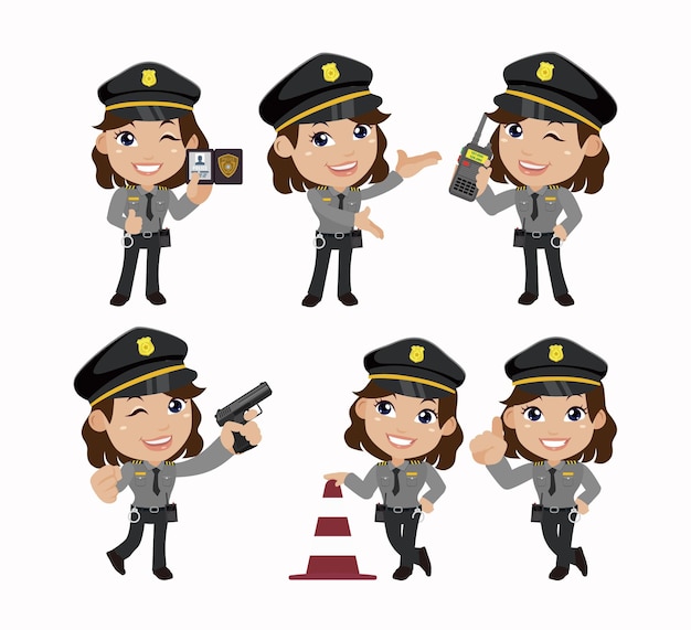 Cute policeman with different poses