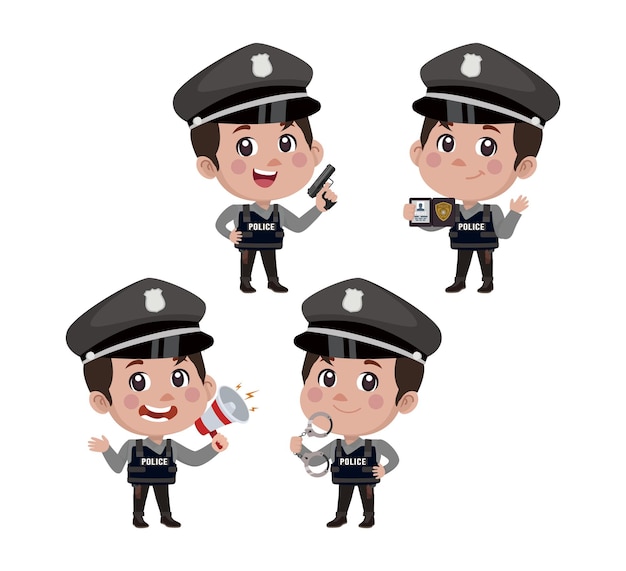 Cute policeman with different poses