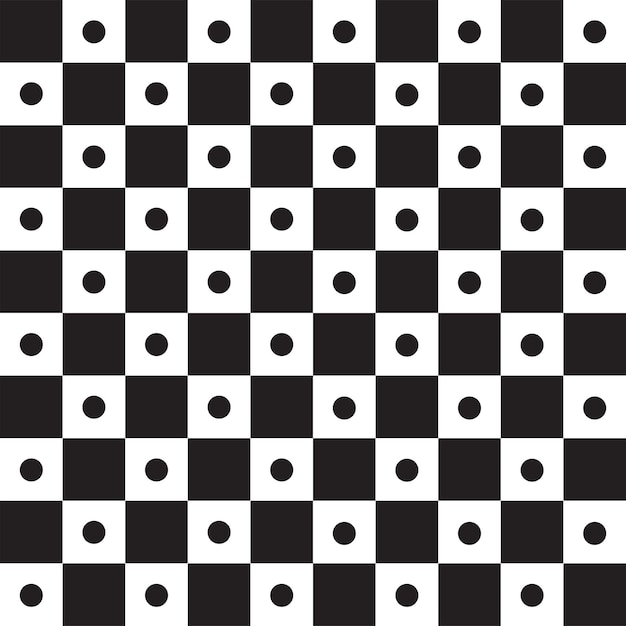 かわいい水玉円幾何学的な甘い要素黒白市松ギンガム パターン イラスト