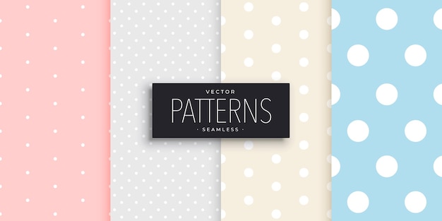 Vector cute polka dot patterns set. seamless background. pastel soft colors. vector illustration.