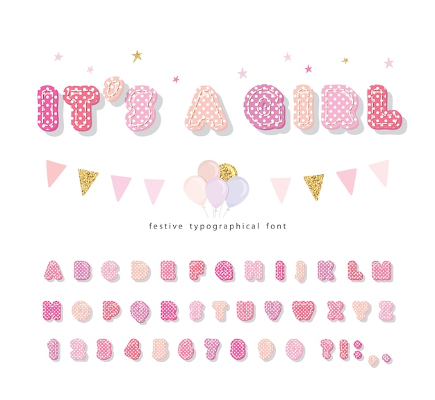 파스텔 핑크의 귀여운 물방울 무늬 글꼴.