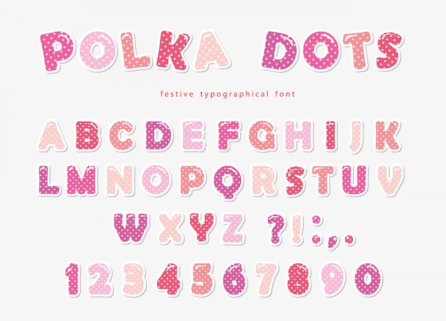 Cute polka dots font in pastel pink.