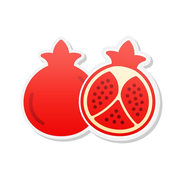 Cute pomegranate sticker Vector Illustration