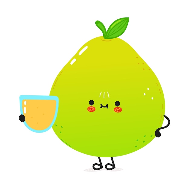 Cute Pomelo with glass of juice