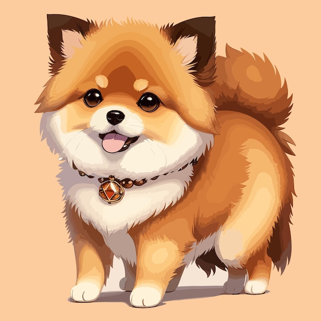 Cute pomeranian dog Vector illustration of a dog