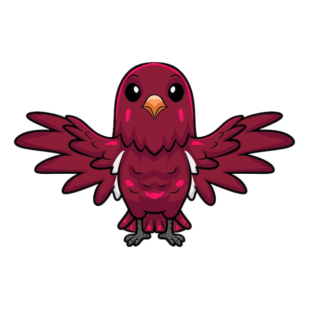 Cute pompadour cotinga bird cartoon flying