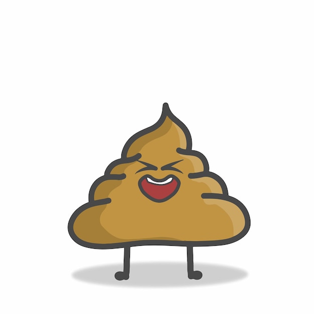 Cute poop character flat cartoon vector design template illustration