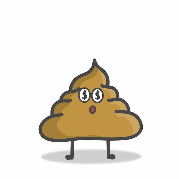 Cute poop character flat cartoon vector design template illustration