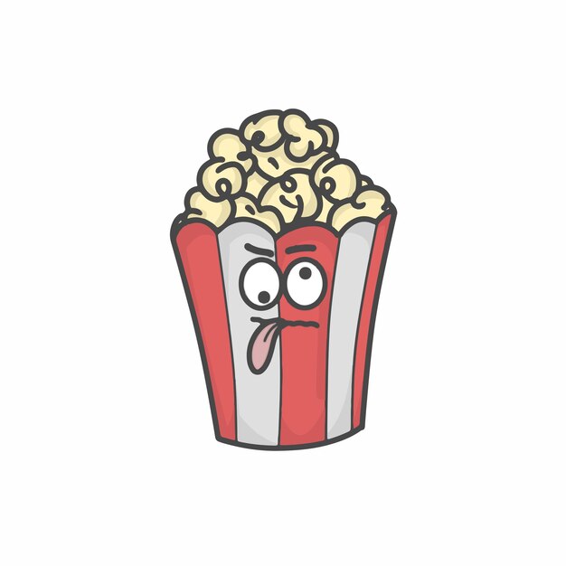 Cute popcorn  character flat cartoon vector template design illustration