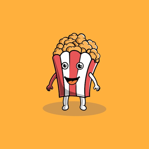 Cute popcorn icon cartoon illustration