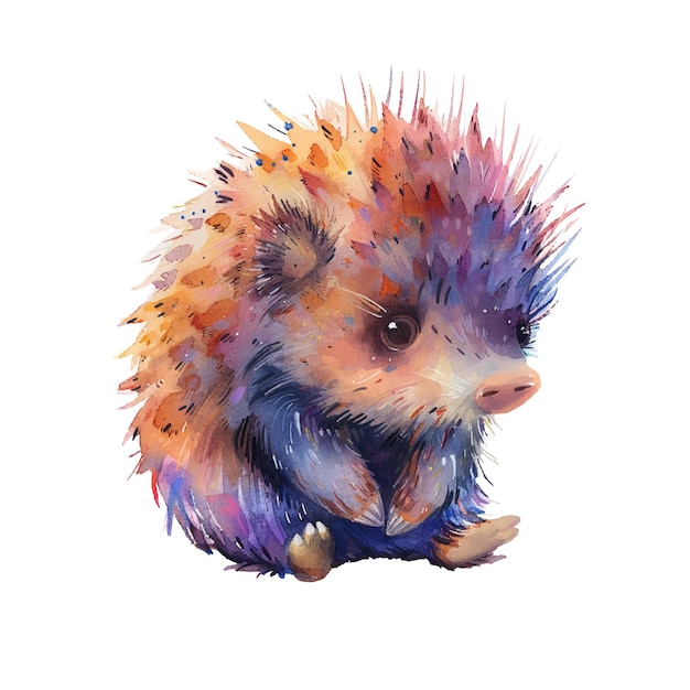 cute porcupine vector illustration in watercolour style