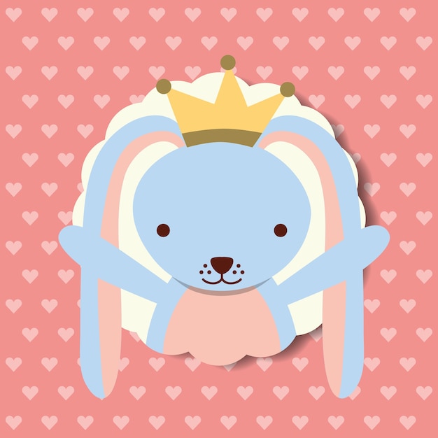 cute portrait blue rabbit crown decoration