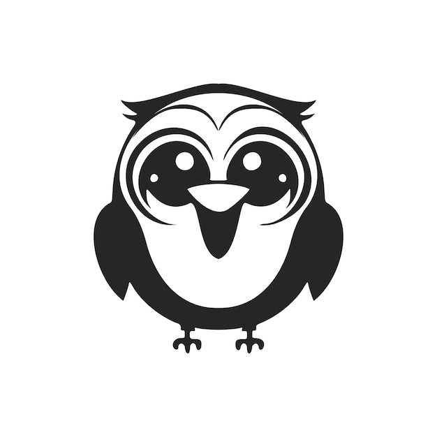 Cute and positive black and white owl logo