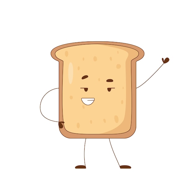 Vector cute positive business cartoon character of toast bread