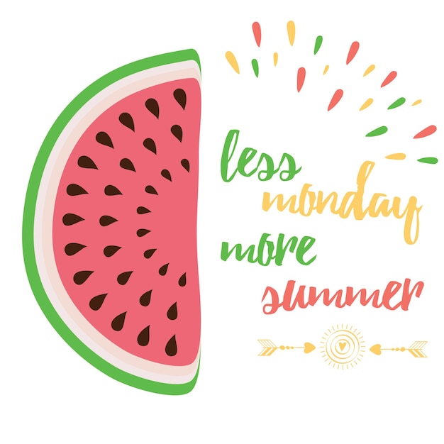 Cute positive quote with watermelon and saying 39Less Monday More Summer39