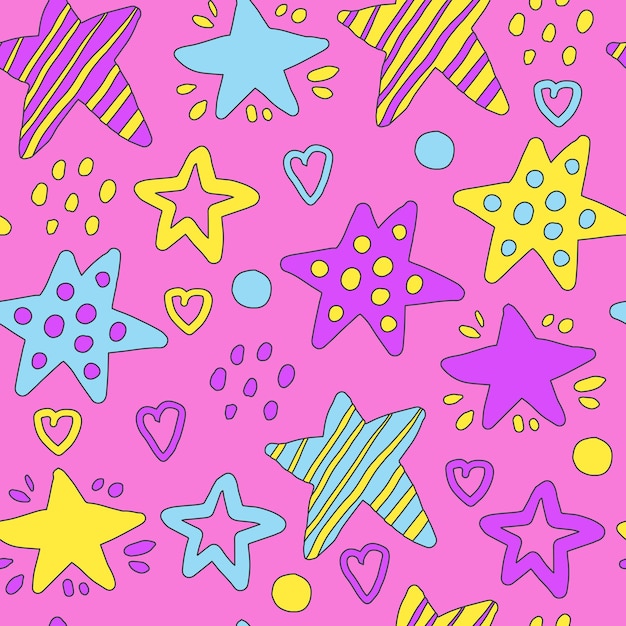 Cute positive seamless pattern with stars