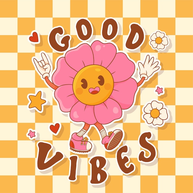 Vector cute positive vibes illustration